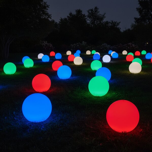 Świecąca kula LED 30 cm – 6 RGB + 3 białe