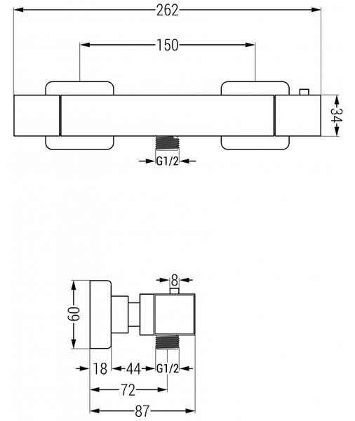 Mexen Cube termostatyczna bateria prysznicowa, czarna - 77200-70