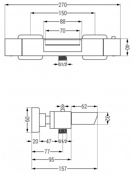 Mexen Cube termostatyczna bateria wannowa, grafit - 77360-66