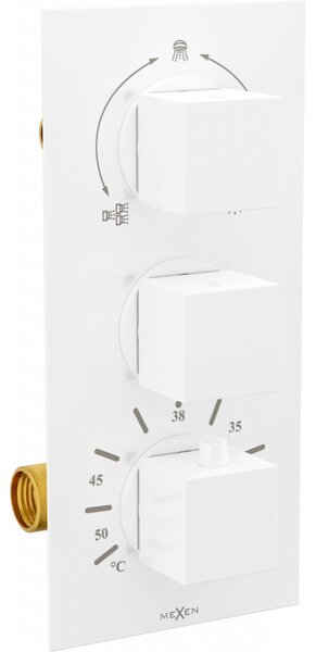 Mexen Cube termostatyczna bateria wannowo-prysznicowa 3-wyjściowa, biała - 77503-20