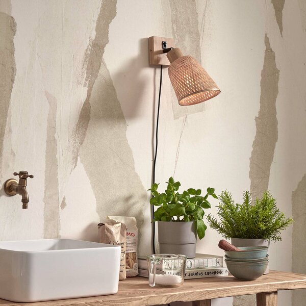 Good & Mojo Kinkiet designerski Java, jasne drewno, salon / jadalnia, bambus