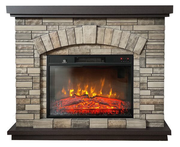 Kominek elektryczny 3d AMBAR Stone ElectricSun, z dźwiękiem, 3 kolory, z aplikacją, L107xH90cm