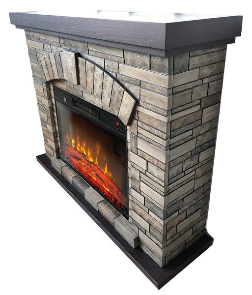 Kominek elektryczny 3d AMBAR Stone ElectricSun, z dźwiękiem, 3 kolory, z aplikacją, L107xH90cm
