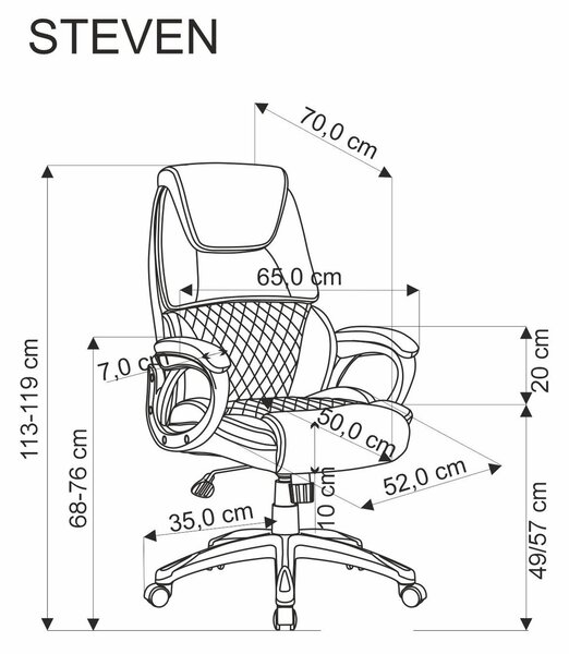 Czarno-szary fotel gabinetowy z ekoskóry Steven Halmar