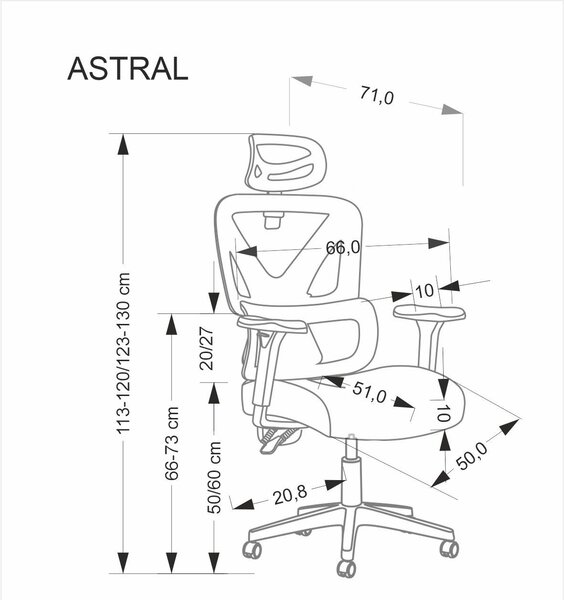 Fotel biurowy z regulacjami Astral Halmar, zgodny z normą BHP