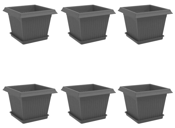 Doniczki 6 pcs Czarny 23 x 23 x 17,5 cm Z tworzywa sztucznego