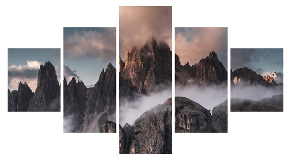 Obraz - Włoskie Dolomity ukryte we mgle (125x70 cm)