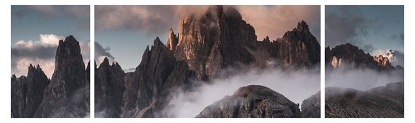 Obraz - Włoskie Dolomity ukryte we mgle (170x50 cm)