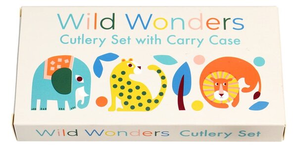 Kremowe sztućce dla dzieci ze stali nierdzewnej 2 szt. Wild Wonders – Rex London