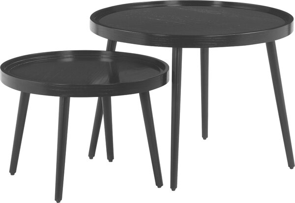 Dwa czarne stoliki do salonu w fornirze jesionowym