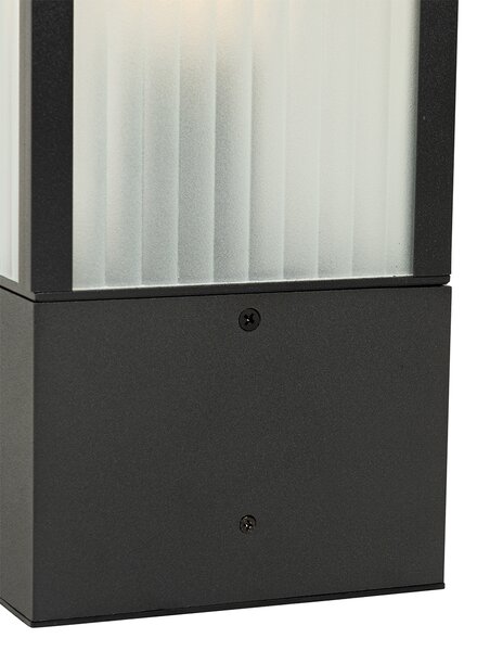 Stojąca lampa ogrodowa czarna z żebrowanym szkłem 40 cm IP44 - Charlois