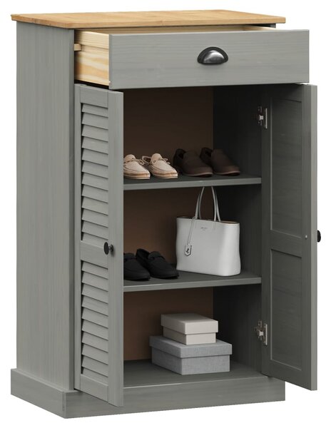 Szafka na buty VIGO, szara, 60x35x96 cm, lite drewno sosnowe