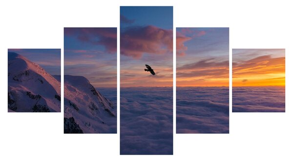 Obraz o zachodzie słońca, Mt. Blanc (125x70 cm)