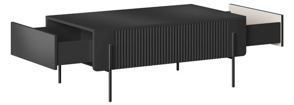 Stolik kawowy Malmi 100 cm z szufladami - czarny mat / czarne nóżki