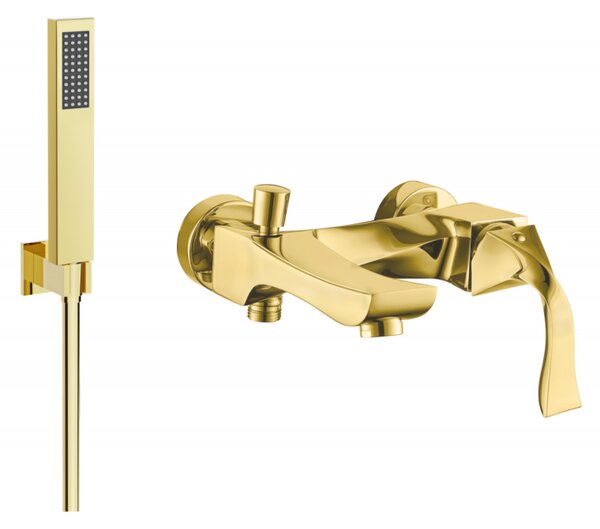 Mexen Estrella R02 bateria wannowa z zestawem prysznicowym, złota - 7233R02-50