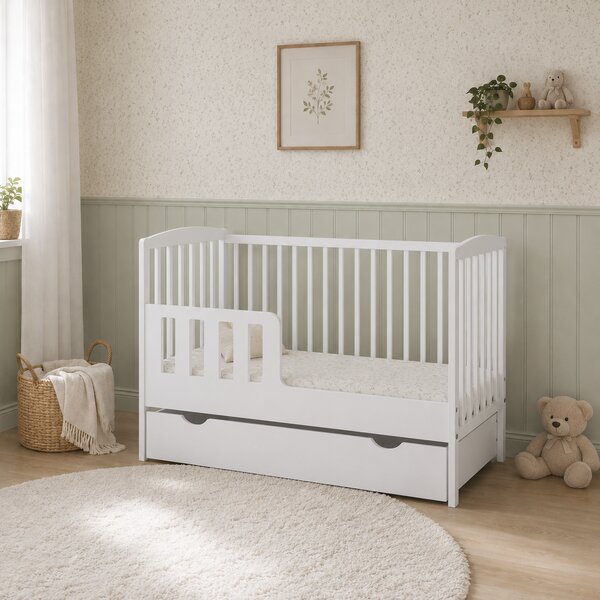 Białe Łóżeczko-tapczanik 2w1 BASIC 120x60 - Barierka GRATIS!
