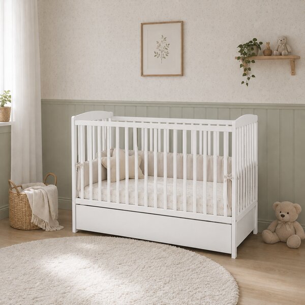 Białe Łóżeczko-tapczanik 2w1 BASIC 120x60 - Barierka GRATIS!