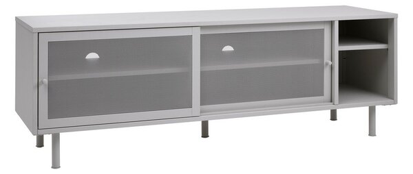 Szara metalowa szafka pod TV 160x55x45 cm Veep – Unique Furniture