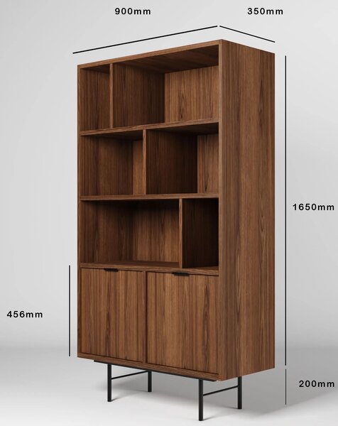 Regał loft na nóżkach z szafką orzech warmia N3-B15