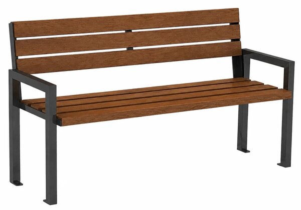 Metalowa ogrodowa ławka drewniana z oparciem 180 cm - Ajcon