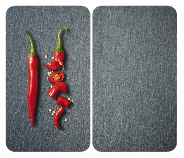 Zestaw 2 szklanych płyt ochronnych na kuchenkę Wenko Cayenne, 52x30 cm
