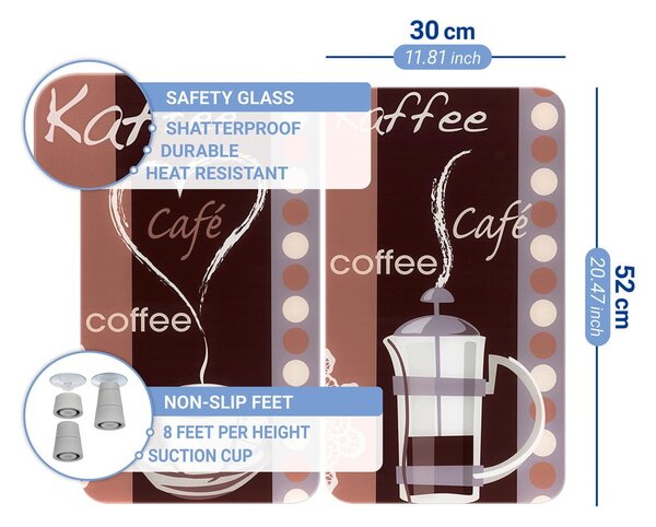 Zestaw 2 szklanych płyt ochronnych na kuchenkę Maximex Coffee, 52x30 cm