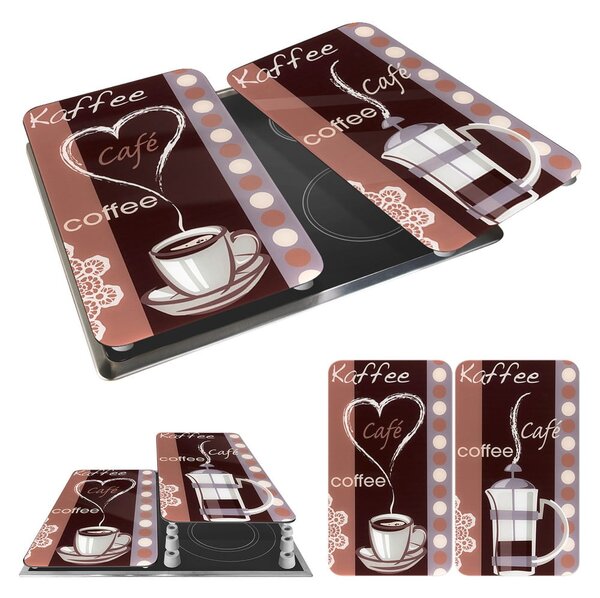 Zestaw 2 szklanych płyt ochronnych na kuchenkę Maximex Coffee, 52x30 cm