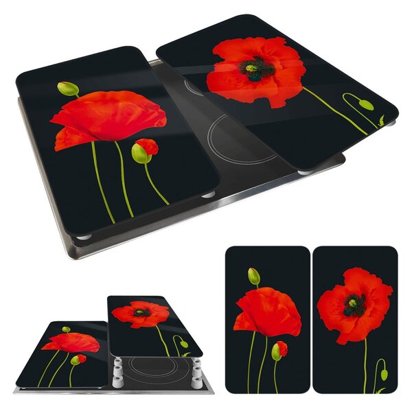Szklane płyty ochronne na kuchenkę zestaw 2 szt. 52x30 cm Poppy – Maximex