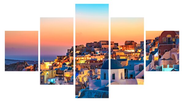 Obraz - Santorini o zmierzchu (125x70 cm)