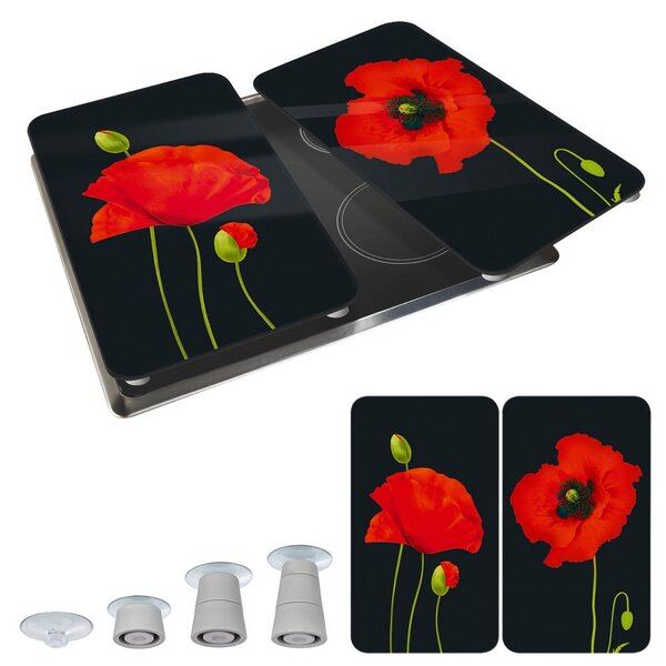 Szklane płyty ochronne na kuchenkę zestaw 2 szt. 52x30 cm Poppy – Maximex