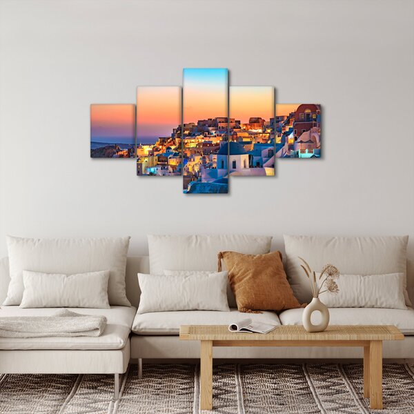 Obraz - Santorini o zmierzchu (125x70 cm)