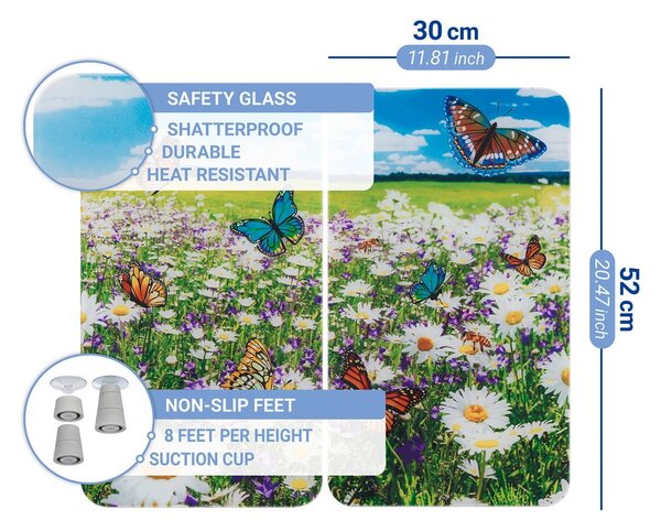 Płyty ochronne na kuchenkę ze szkła hartowanego zestaw 2 szt. 52x30 cm Summer Meadow – Maximex