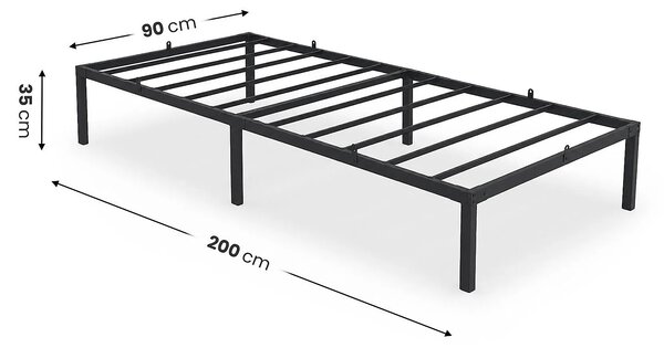 Czarne metalowe łóżko pojedyncze 90x200 cm N3-T95