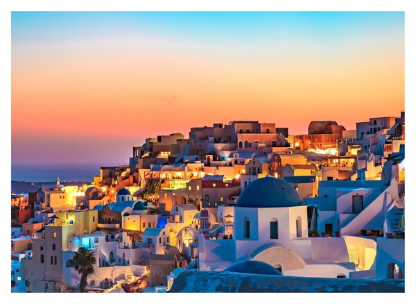 Obraz - Santorini o zmierzchu (70x50 cm)