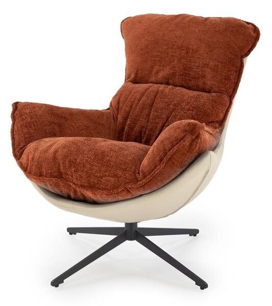 Designerski fotel z grubą poduszką cynamon | Umeblowana.com