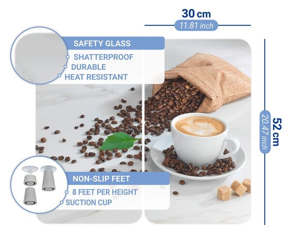 Płyty ochronne na kuchenkę ze szkła hartowanego zestaw 2 szt. 52x30 cm Café Aromatica – Maximex