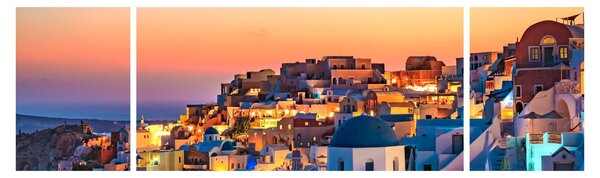 Obraz - Santorini o zmierzchu (170x50 cm)