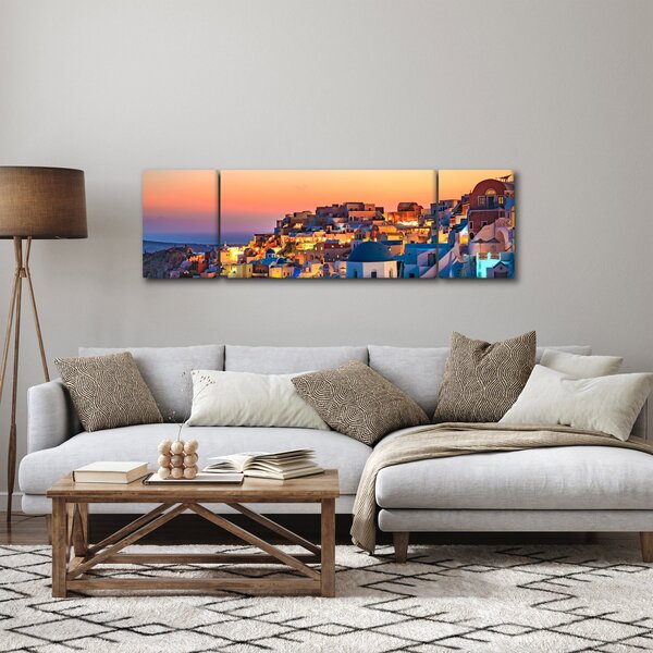 Obraz - Santorini o zmierzchu (170x50 cm)