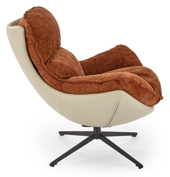 Designerski fotel z grubą poduszką cynamon | Umeblowana.com