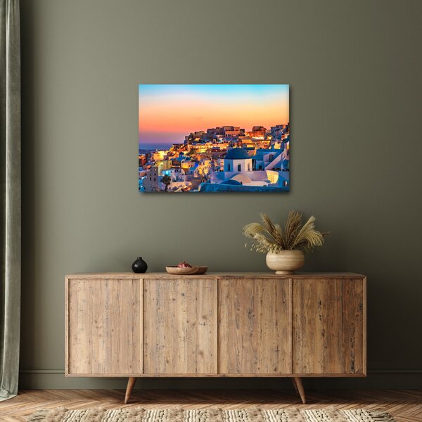 Obraz - Santorini o zmierzchu (70x50 cm)