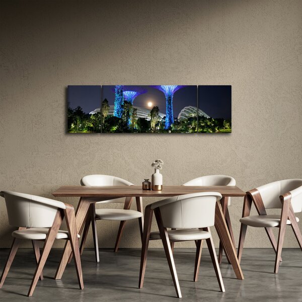 Obraz przedstawiający pełnię księżyca w ogrodach Singapuru (170x50 cm)