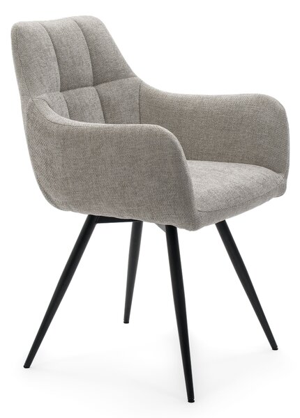 Krzesło Tapicerowane Obrotowe do Salonu LUGANO Jasnoszare Szenilowe Nowoczesne