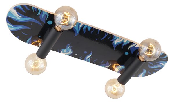 Lampa ścienna czarna z niebieskim 80 cm - Skateboard