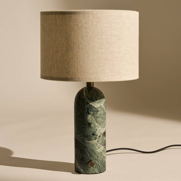 GUBI Lampa stołowa Gravity Small, możliwość ściemniania, zielony, salon / jadalnia, kamień, design