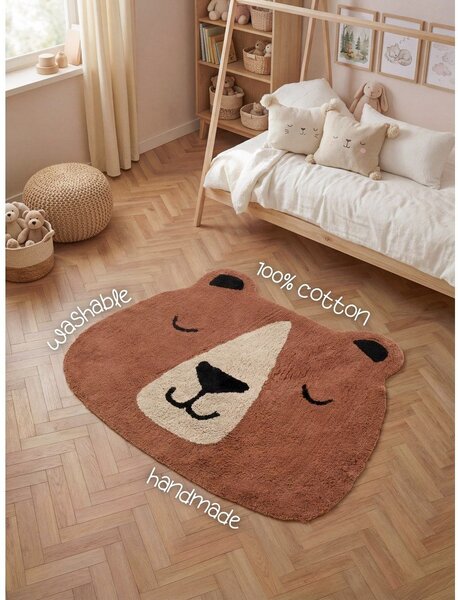 Brązowy bawełniany dywan dziecięcy odpowiedni do prania/tkany ręcznie 101x120 cm Snuggle Benni – Hanse Home