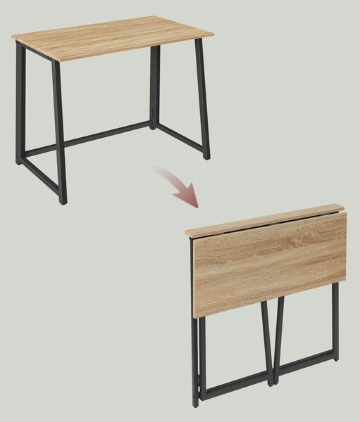 Zestaw do biura – składany stół ZARIMO 80×40 cm dąb sonoma + krzesło biurowe AVOLA VELVET czarne