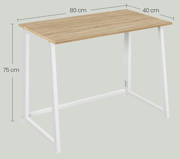 Składane biurko ZARIMO 80×40 cm, biały/dąb sonoma