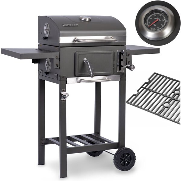 Grill węglowy ogrodowy Berdsen BD-892 żeliwny ruszt z pokrywą popielnik + termometr