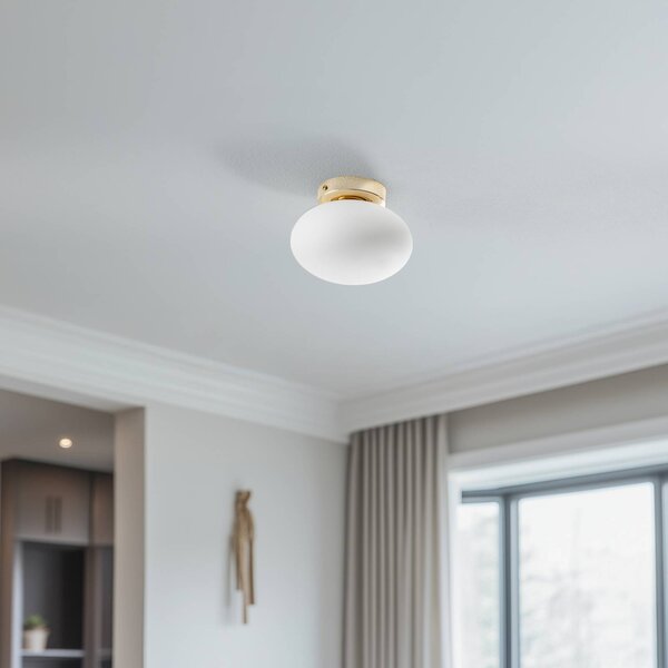 Lampa sufitowa Ufo Domiluce, możliwość ściemniania, biały / opal, salon / jadalnia, szkło, nowoczesny