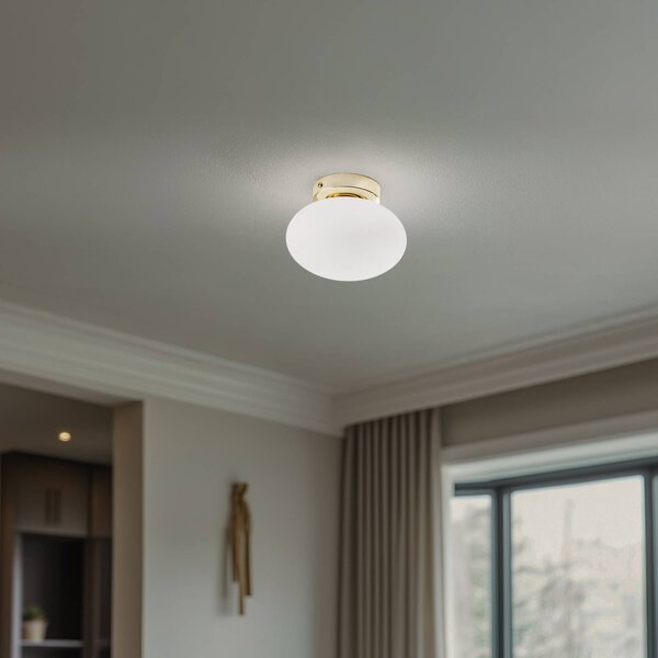 Lampa sufitowa Ufo Domiluce, możliwość ściemniania, biały / opal, salon / jadalnia, szkło, nowoczesny